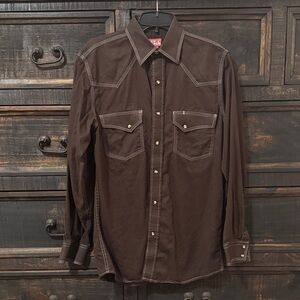 Red Ranch Men’s Brown Pearl Snap Shirt